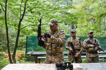 An elite military unit prepares for a hazardous forest operation, showcasing tactical prowess,...