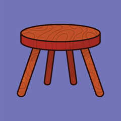 Wooden Round chair icon vector. wooden furniture illustration chair cartoon