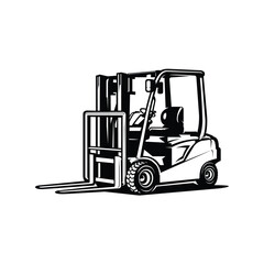 Fork lift monochrome vector logo art illustration isolated. Best for industrial related illustration