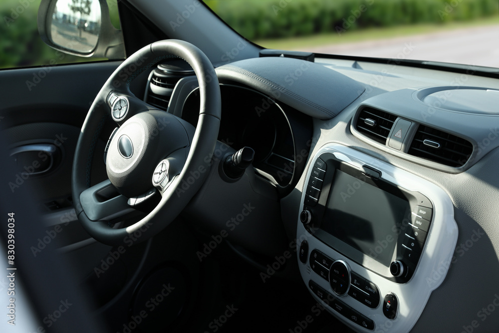 Wall mural steering wheel and dashboard in modern car