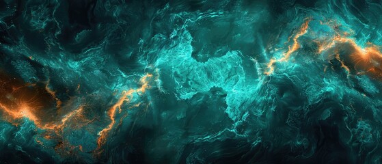 Fototapeta premium Vibrant Teal and Orange Marbling Background: Luxurious, Elegant, and Modern Swirls of Colors for Creative and Artistic Design