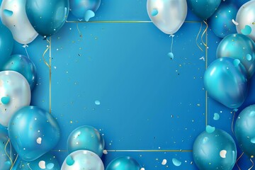 Blue Celebration Party with Balloons with Copy Space