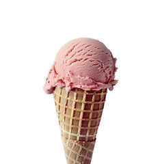 Ice cream scoop on waffle cone on transparent background - 12