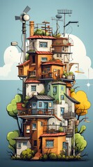 Obraz premium Power saving workshop, flat design, side view, community engagement theme, cartoon drawing, Tetradic color scheme