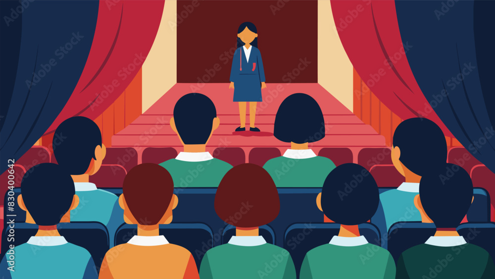 Poster from the back of the auditorium the sound of students reciting their lines echoed through the empty 