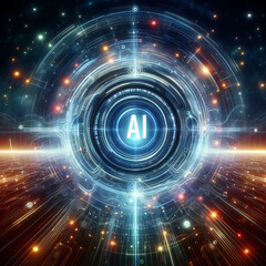 Fototapeta premium Neural Networks, Tech Gear, Cyber Dynamics, Panoramic Art, Workstation, Icon, Next-Gen, Raw Data, E-Space, Electronic Cognition