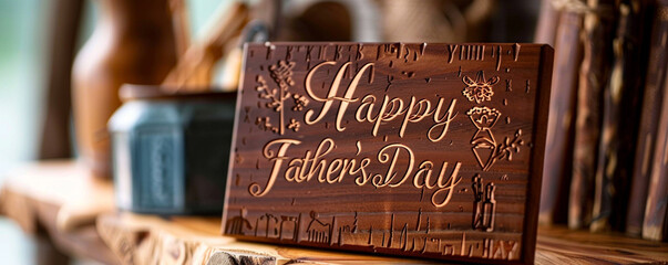 Desk nameplate with "Happy Father's Day" engraved.