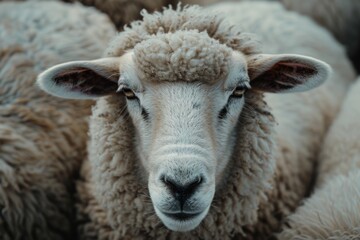 Naklejka premium Close-Up of a Sheep with Fluffy Woo