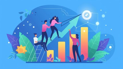 Teamwork and Business Growth Concept Illustration