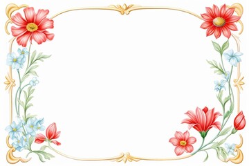Gazania Frame, Watercolor Floral Border, watercolor illustration, isolated on white background