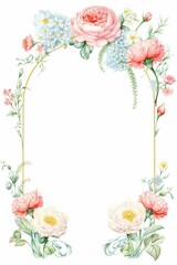 Queen Anne's Lace Garland, Watercolor Floral Border, watercolor illustration, isolated on white background