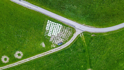 Aerial view of historical Semmering railway bridge in Austria, cloudy day © Mylifeontopdm