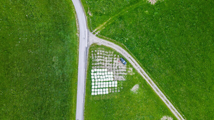 Aerial view of historical Semmering railway bridge in Austria, cloudy day © Mylifeontopdm