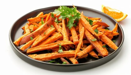 Sweet Potato Fries Isolated on White