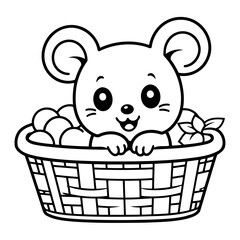 Clean and cute basket icon in simple line art style for versatile design needs.