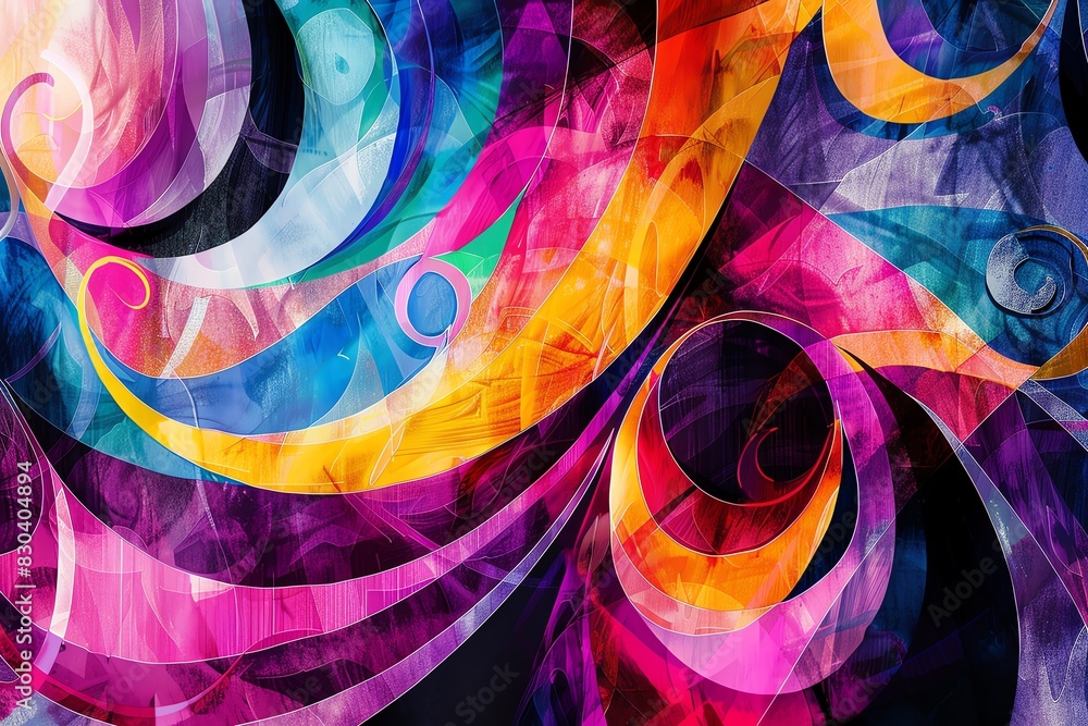 Poster abstract colorful swirls and patterns in vibrant hues.