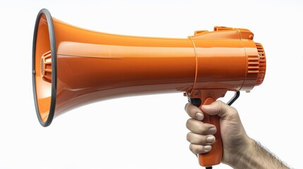 Hand Holding Orange Megaphone