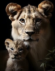 white lion and cub