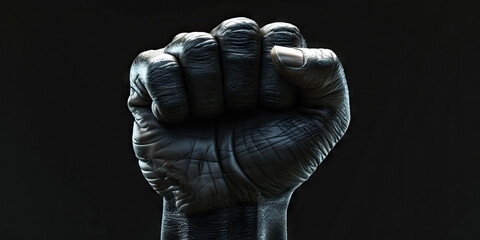 Rebel (Black): A silhouette of an individual holding an uplifted hand, embodying the spirit of defiance and rebellion.