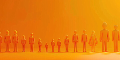 Diversity in Unity: An assortment of individuals, each standing tall with their unique height, harmoniously uniting to form a cohesive group, embodying the spirit of equity and mutual respect.