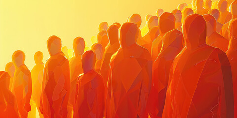 Obraz premium Diversity in Unity: An assortment of individuals, each standing tall with their unique height, harmoniously uniting to form a cohesive group, embodying the spirit of equity and mutual respect.