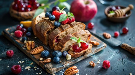 Fototapeta premium Bread with fruits and nuts