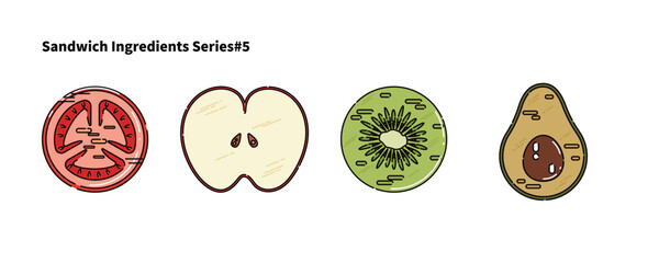 샌드위치 재료5(음식+채소+과일+단면)