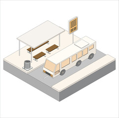 버스정류장(버스+정류장+교통+도로+벤치+아이소메트릭)