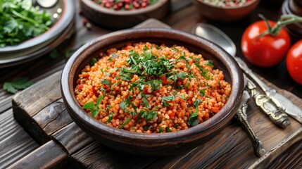 Bulgur Pilaf with Firik Traditional Turkish Dish