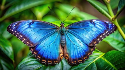 Detailed shot of a stunning blue butterfly sitting elegantly