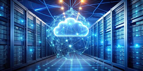 of cloud computing server with digital connections