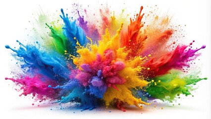 Colourful rainbow holi paint splash isolated on white background