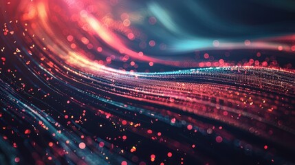 Abstract mesh wave connection of luminous points Futuristic background lines light 3d rendering