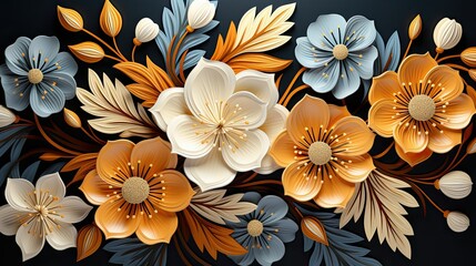 Abstract exotic flowers backgrounds pattern