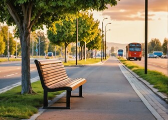 Obraz premium Green Park with benches