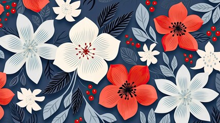 Abstract exotic flowers backgrounds pattern