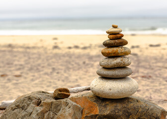 stack of stones on the beach