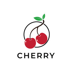 illustration of a cherry logo design vector flat style