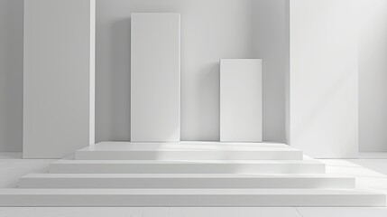 Obraz premium 3d minimalist clean and white beigie empty podium