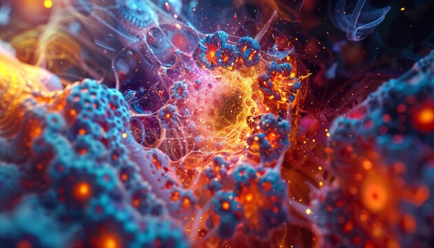 Vibrant aura of computational particles in constant metamorphosis, tech for everything