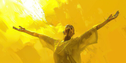 Empowerment (Yellow): A figure with arms raised high, symbolizing empowerment and strength