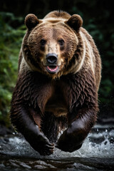 Fototapeta premium Bear's attack, Realistic images of wild animal attacks