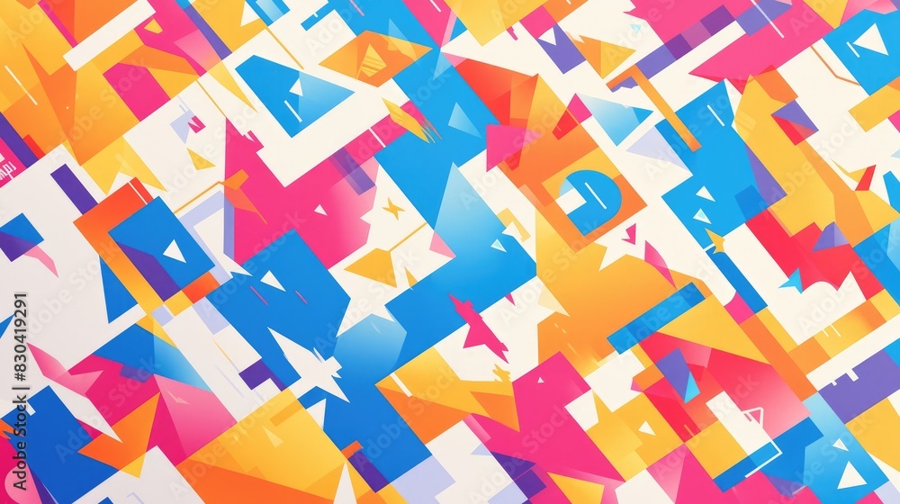 Poster dive into a vibrant abstract and colorful geometric pattern perfect for backgrounds this decorative 