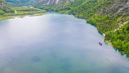 Aerial View Abendstimmung am Almsee