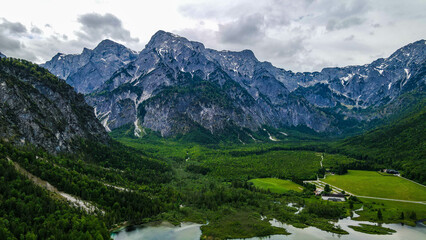 Fototapeta premium Aerial View Abendstimmung am Almsee