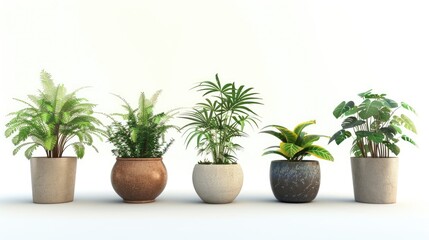Obraz premium Potted plants set against a white backdrop