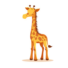 Obraz premium A cartoon illustration of a tall giraffe with a long neck and spots