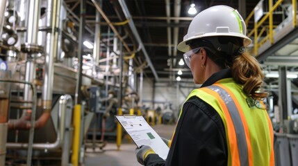 Inspector conducting safety audits in industrial facility