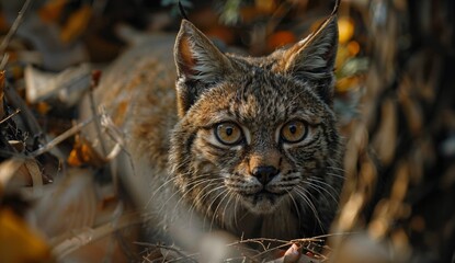 Stealthy Feline Predator Hunting in Fragmented Forest Environment