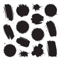 Abstract Brush Strokes Elements Vector Set